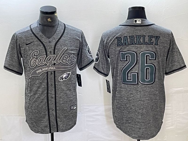 Men Philadelphia Eagles #26 Barkley Grey 2024 Nike Co branded NFL Jersey style 3->philadelphia eagles->NFL Jersey